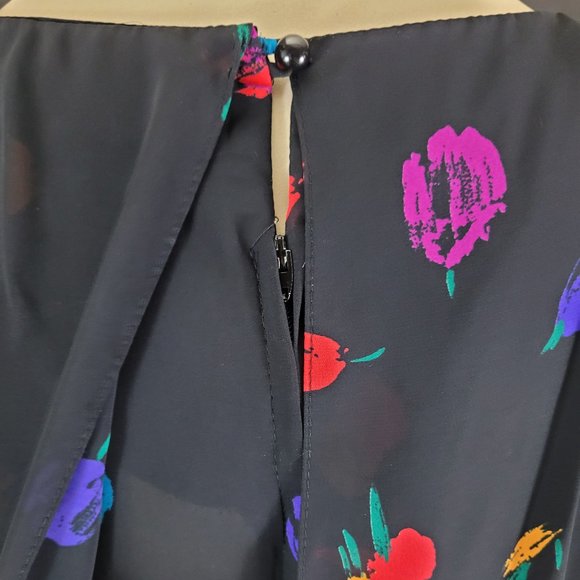 80s Sheer Black Abstract Floral Dress - Picture 12 of 14
